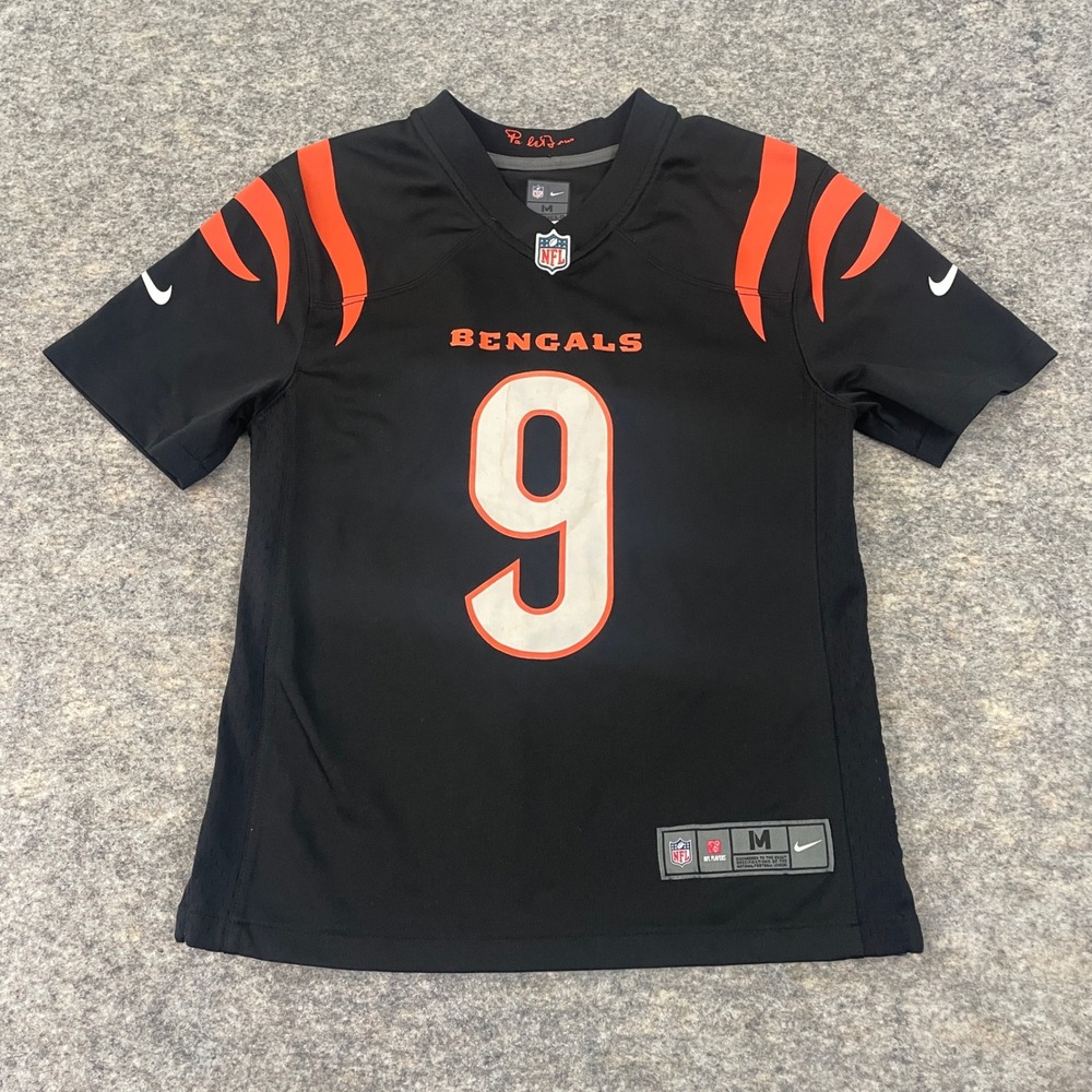 Nike Joe Burrow Cincinnati Bengals NFL Jersey #9 Black Youth Size M 10/12